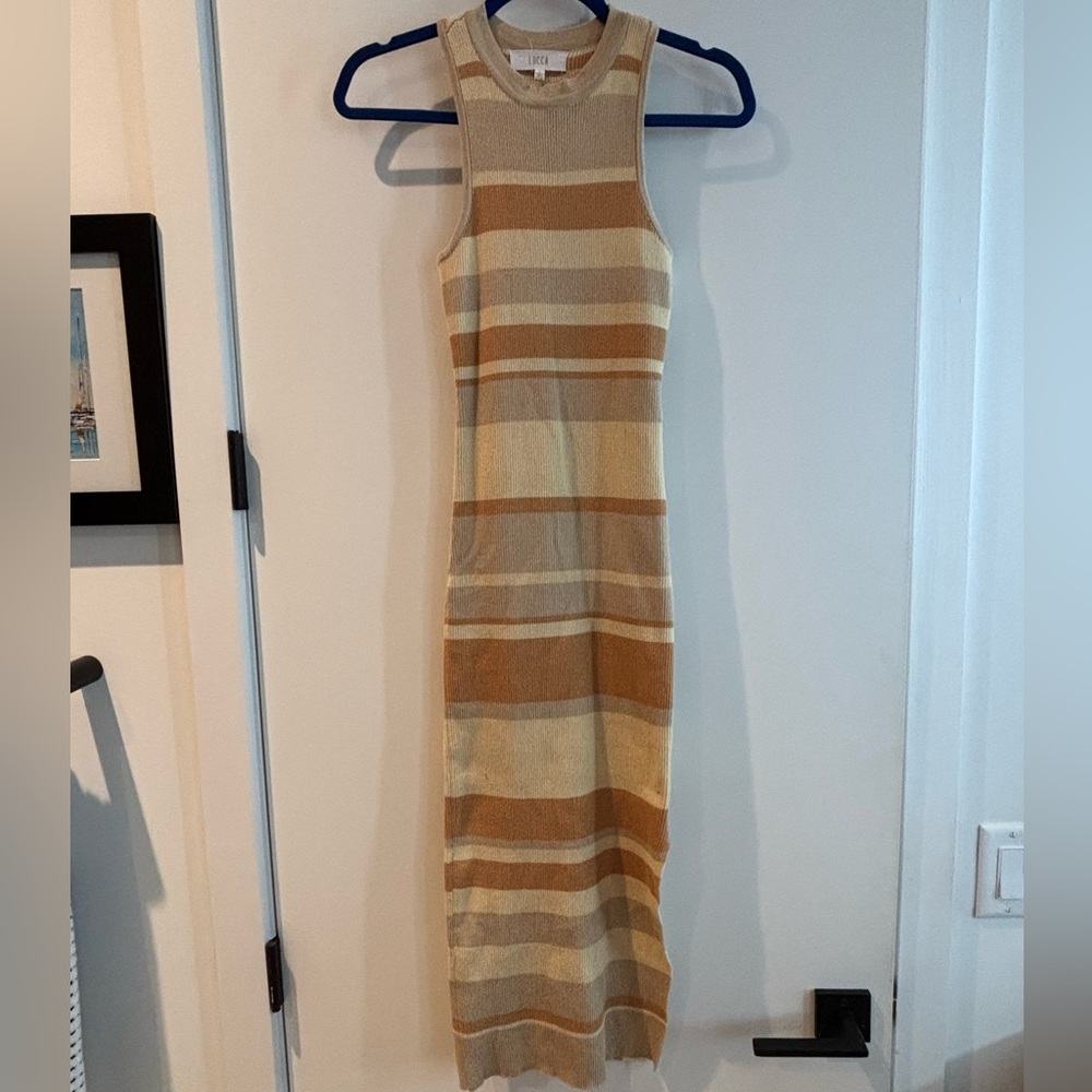 Vici Cream Tan Halter Sheath Maxi Dress